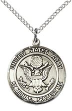 STERLING SILVER ST MICHAEL PENDANT ON A CHAIN - 3/4" x 3/4"